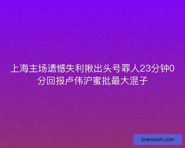 上海主场遗憾失利揪出头号罪人23分钟0分回报卢伟沪蜜批最大混子