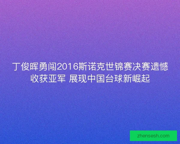 丁俊晖勇闯2016斯诺克世锦赛决赛遗憾收获亚军 展现中国台球新崛起 丁俊晖勇闯2016斯诺克世锦赛决赛遗憾收获亚军 展现中国台球新崛起