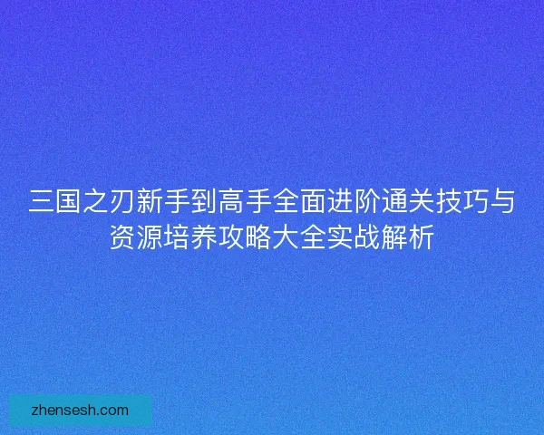 三国之刃新手到高手全面进阶通关技巧与资源培养攻略大全实战解析