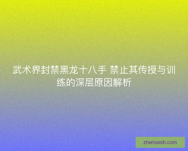 武术界封禁黑龙十八手 禁止其传授与训练的深层原因解析 武术界封禁黑龙十八手 禁止其传授与训练的深层原因解析